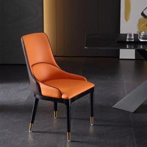 China 2 Colors High Back Leather Dining Chair Classic Dining Room Chairs Dirt Proof on sale