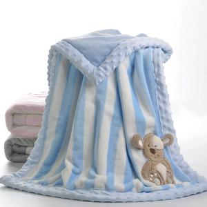 Ultra Soft Newborn Blanket Embroidery Knit Crib Cozy Fleece Throw Blanket