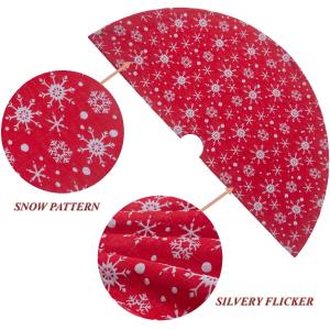 32 Inches Small Christmas Tree Skirt Double Layers Red and White Snow Carpet for
