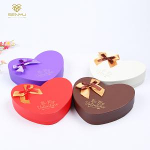 1200g Grey Cardboard Paper Heart Shaped Chocolate Box Packaging With Divider