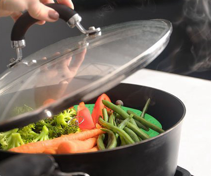 100% Food Grade Silicone Vegetable Steamer Cooking Steamer With Locking Handles Cooking Tool