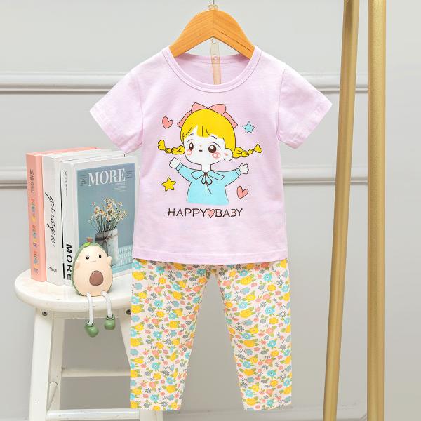 Quality Happy Baby Short Sleeve Pajamas Spring breathable Top And Shorts Set Nightwear wholesale