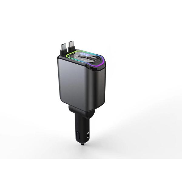 DC12V - 24V Max 5.0A Super Fast Car Charger With Stretchable Cables For Digital Device