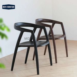 Wabi Sabi Custom Wooden Dining Chair Nordic Walnut Color Chair Solid Wood Chair