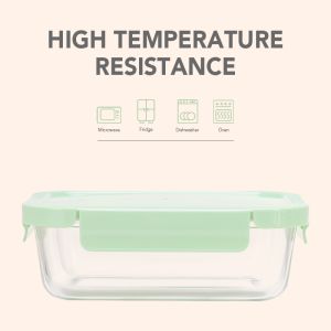 IKOO Airtight BPA-Free Glass Food Storage Containers with 4-Sided Snap-Lock Lids