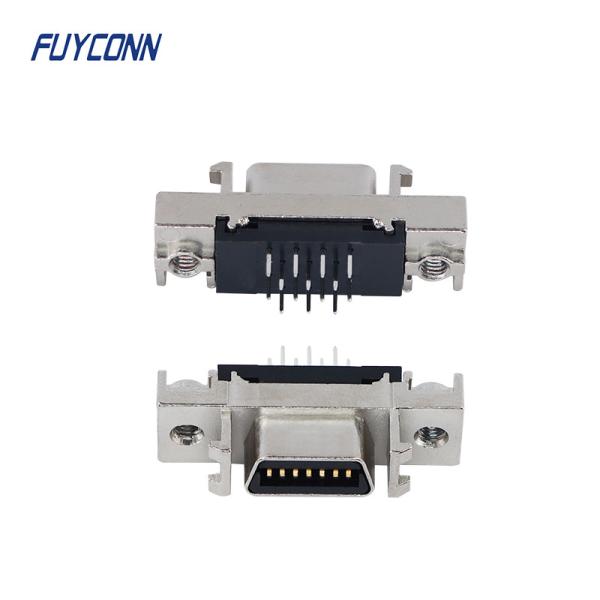 14pin Female Servo Connector , MDR PCB Straight SCSI Connector W/ Zinc Alloy