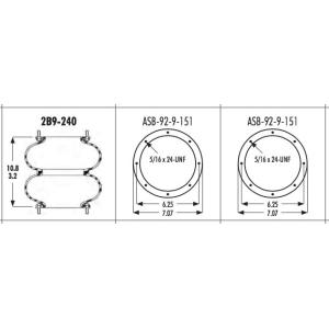 159mm 2B9-240 Goodyear Air Spring W013587119 MCI 12C-1-36 Prevost 63-0166