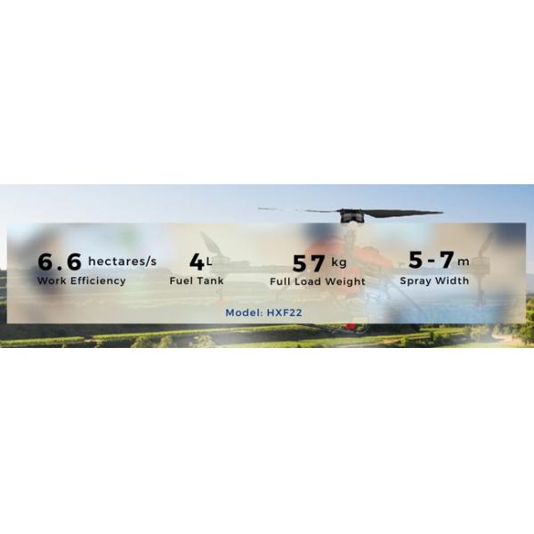 Full Load 57KG Farmland Agri Spraying Drone 4 Axis Drone 16L Hybrid Tank HXF22