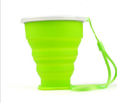 Outdoor Travel Silicone Foldable Cup / Silicone Collapsible Cup With Lid Folding Size 3*8 Cm