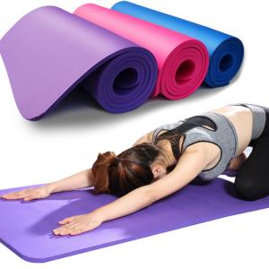 Lengthened 1cm Thick Non Slip Yoga Mat NBR Foam Customed Logo