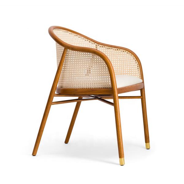 Quality ODM Nature Wood Stackable Rattan Wicker Dining Chair wholesale