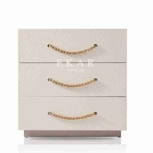 China Deluxe Bedside Table Fashion 3 Drawer Bedside Nightstand  W005B11 on sale