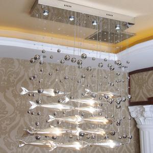 China Chrome Or Silver G4 Glass Modern Pendant Light Fish Shaped Home Decoration on sale