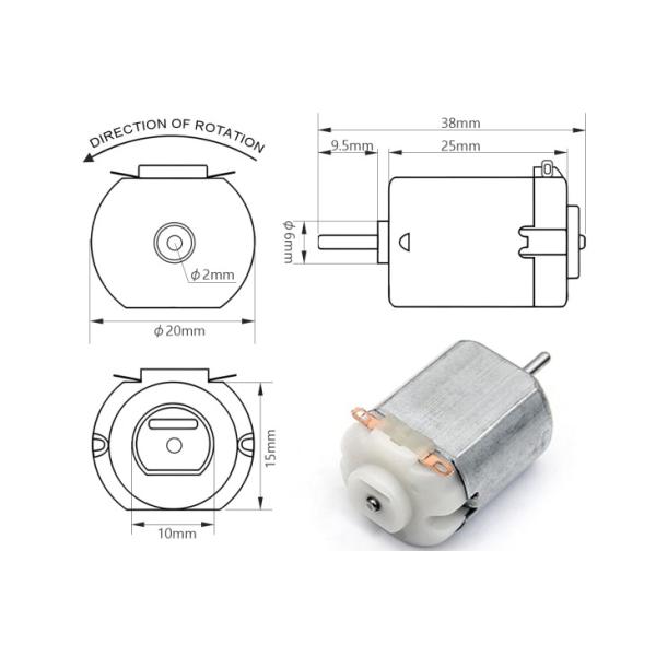 DC Hobby 3-6v Motor For Fan 130 DC Mini Motor 9000 Rpm DIY Motor With Wire Leads Dimension