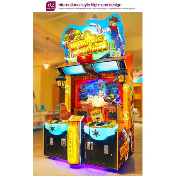 2 players Wild West cowboy shooting machine, gun shooting simulator video game