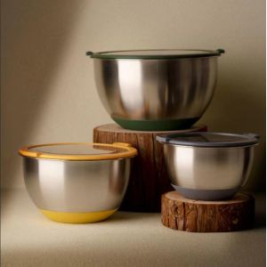 Stainless Steel Nesting Salad Bowls with Visible Lids Non-Toxic & Heavy Duty,