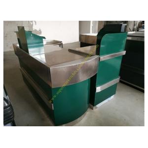 Stable Retail Metal Cashier Checkout Counter Dark Green Floor Standing