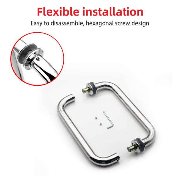 Sleek Design 24 Inch Round Glass Door Handle Stainless Steel 304 for Bathroom Doors