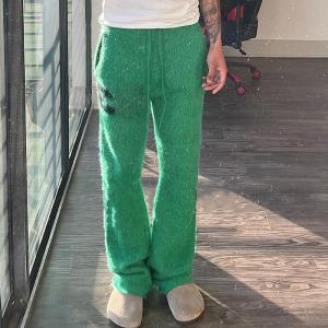 Custom OEM Wide Leg Mohair Flare Pants Unisex Drawstring Long Streetwear Jogger