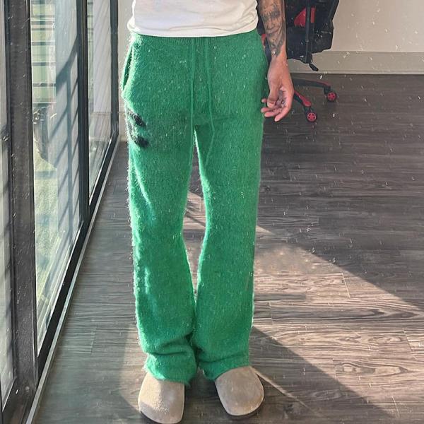 Custom OEM Wide Leg Mohair Flare Pants Unisex Drawstring Long Streetwear Jogger