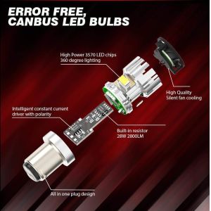 Halogen Size CB10 CANBUS Error Free 7443 T20 W21/5W LED Brake Lights With 2800LM