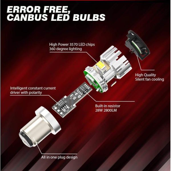 Halogen Size CB10 CANBUS Error Free 7443 T20 W21/5W LED Brake Lights With 2800LM 28W for Car LED Bulb Lights