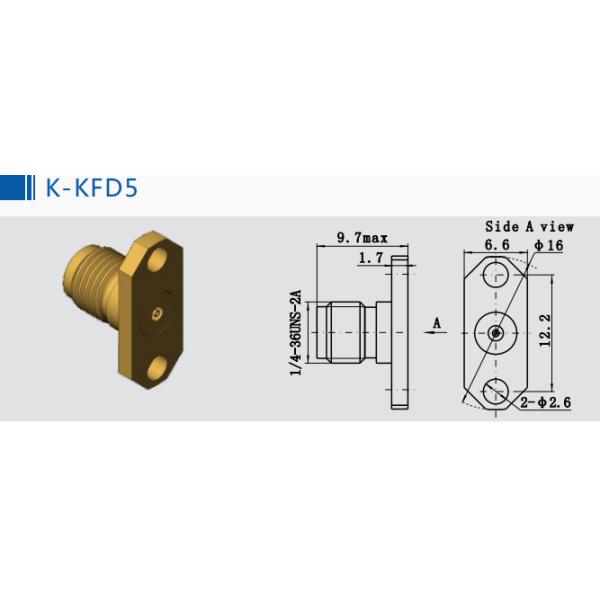 Nickel Plated 2.92mm K Female 2 holes Flange Mount Screw (MMW)Millimeter Wave Connector