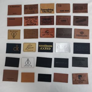 New Design Custom Embossed Logo Faux Leather Labels Stitching Custom Embossed