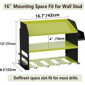 Garage Workshop Drill Bit Storage Shelf with Screws Box Pegboard Power Tool