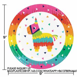 Happy Birthday Party Decoration Set Tie-Dye Disposable Banner Paper Plates