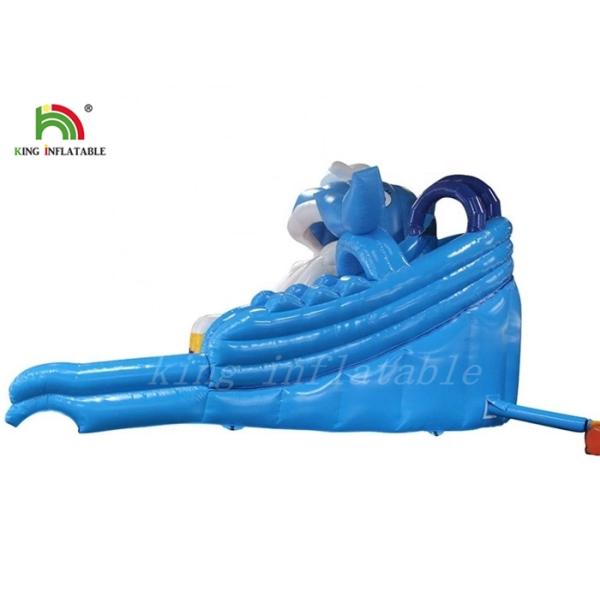 Blue One Lane Inflatable Water Slide With Bouncer For Water Park