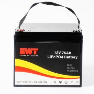 Solar 12V LiFePO4 Lithium Rechargeable Battery 12.8V 75Ah IFR32700 Lithium Iron