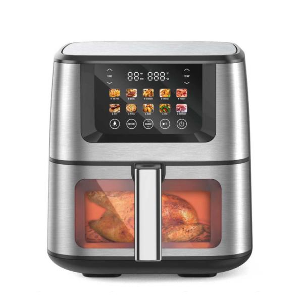 Discover the 8QT Stainless Steel Air Fryer with Touch Control, 200°C Max Temp,