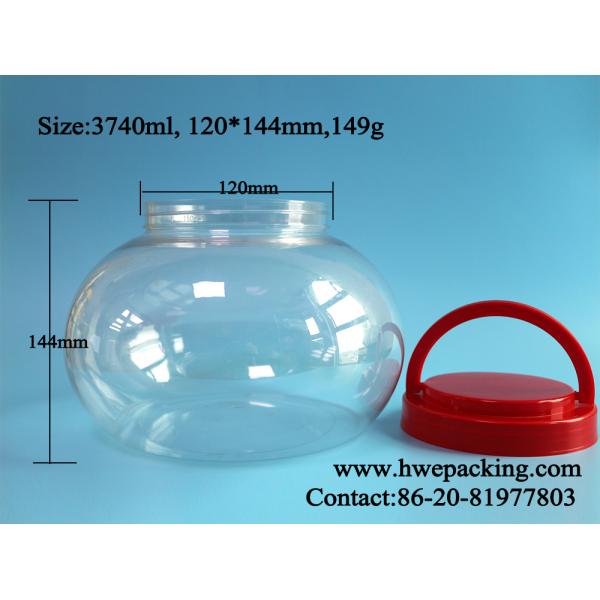 3740ml 126oz Large Pickle Round PET Plastic Jar With Lid And Handle Gift Packaging