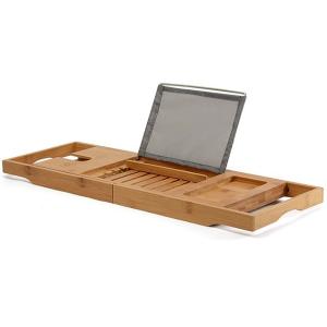 Cheap Sustainable Extendable Bath Tray Bamboo Bathroom Caddy Extra Large for sale