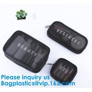 Cheap Amazon Wholesale Hanging Toiletry Make Up Transparent Bag Organizer Elastic Mesh Pouch Ladies Cosmetic Case Travel Makeu for sale