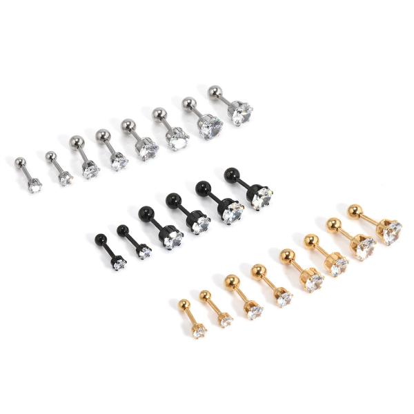 3 Colors High quality titanium steel Zircon Stud Earrings Piercing Stud Earrings for women Elegant Jewelry Fashio