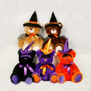 China Black and Orange Halloween Teddy Bear Stuffed Toys For Halloween Party on sale