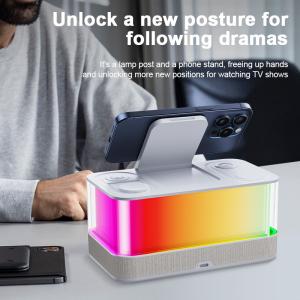 Qi-enabled Wireless Charger and Bluetooth Speaker with Colorful Lights