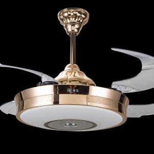 Bladeless 5250lm 70W 42 Inch Retractable Ceiling Fan Light With Remote Control