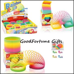 hot sale Eco-friendly plastic magic rainbow spring toy printed logo