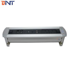 silver multimedia flip up desk socket double UK power with touch press switch