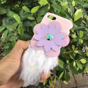 TPU&Plush Cortex Sunflower Feathers Tail Back Cover Cell Phone Case For iPhone 7