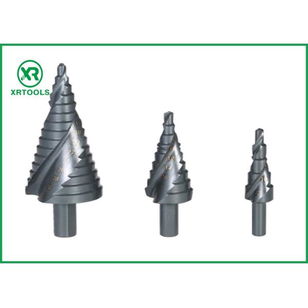 Metric 3 Flats Shank HSS Step Drill Bit , Spiral Flute Step Up Drill Bit Chip