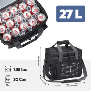 Double Decker Cooler Bag For Frozen Food Collapsible Insulated Cooler 27L