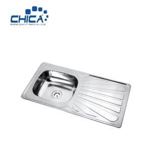 Light grey color rectangular Stainless Steel Kitchen Sink Single Bowl Kitchen