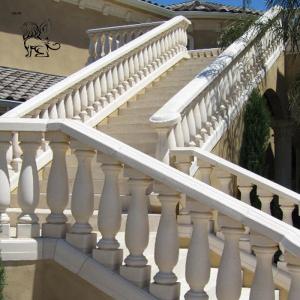 BLVE White Marble Stair Handrail Railing Natural Stone Balustrade Villa