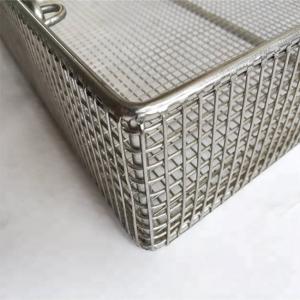 Medical Rectangular Sterilized Stainless Steel Mesh Basket With Handles