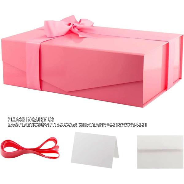 Gift Boxes With Ribbons, Glossy Pink Gift Boxes For Presents, Bridesmaid