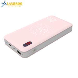 Wholesale Wireless Power Bank with Built-in Cable 20000mAh LCD Digital Display